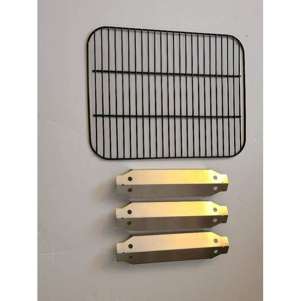 Set of Three Stainless Steel Heat Plates and One Porcelain Coated