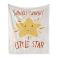 thumbnail image 1 of Cartoon Soft Flannel Fleece Throw Blanket, Twinkle Little Star Phrase Happy Yellow Art Illustration, Cozy Plush for Indoor and Outdoor Use, 60" x 80", Mustard Dark Orange, by Ambesonne, 1 of 6