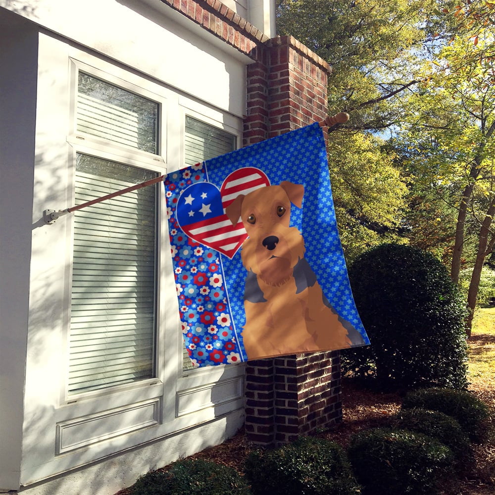 Grizzle and Tan Airedale Terrier USA American Flag Canvas House Size
