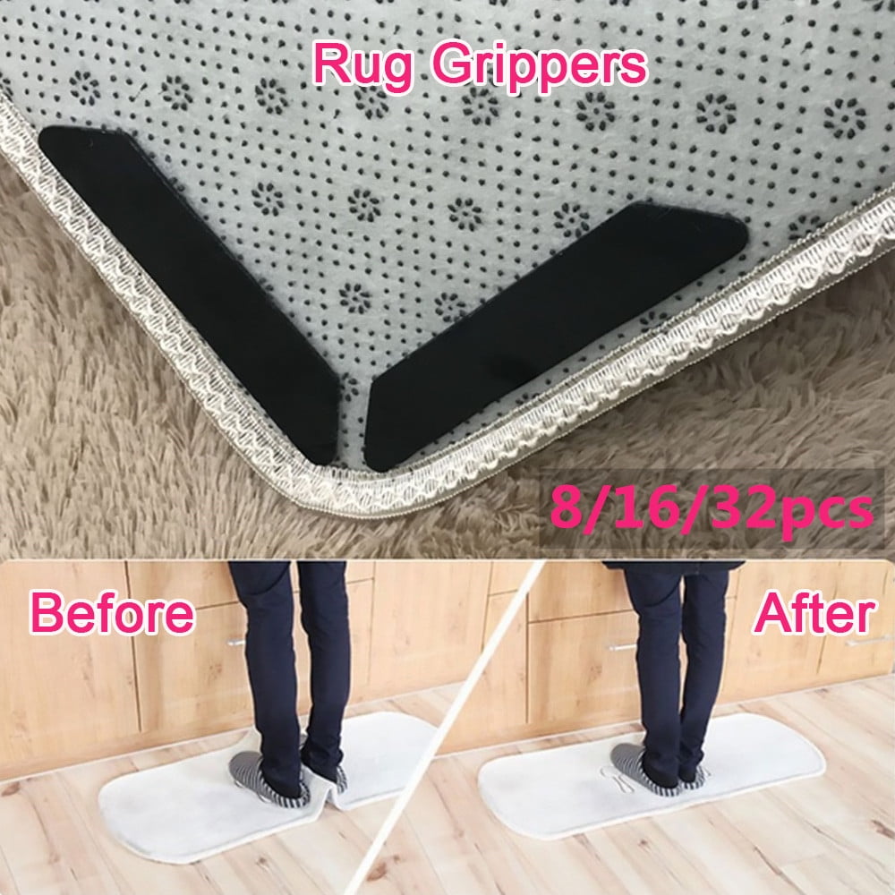 8Pcs Rug Gripper Anti Curling Non Slip Carpet Tape Anchors Super Sticky Holders