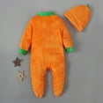 thumbnail image 4 of Weebloom Baby Girl Halloween Pumpkin Outfit Cute Pumpkin Romper Jumpsuit Warm Footed 12-18 Months, 4 of 7