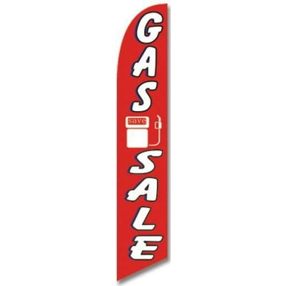 Gas Sale Advertising Feather Banner Swooper Flag Sign with Flag Pole Kit and Ground Stake