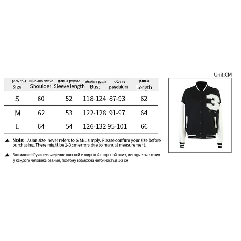 KOMOO Women Varsity Jacket Long Sleeve Button Down Cropped KOMOO Women Varsity Jacket Long Sleeve Button Down Cropped