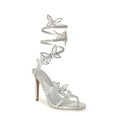 thumbnail image 2 of Wild Diva Embellished Rhinestone Butterfly Spiral Coil Wrap Around Stiletto Heels (Silver, 7), 2 of 7
