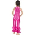 thumbnail image 4 of MSemis Kids Girls Metallic Bell-Bottom Jumpsuit for Ballet, 4 of 5
