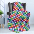 thumbnail image 4 of Colorful Soft Flannel Fleece Blanket, Lively Mixture of Colors with Connected Abstract Triangle Shapes Geometry Design, Cozy Plush for Indoor and Outdoor Use, 50" x 60", Multicolor, by Ambesonne, 4 of 5
