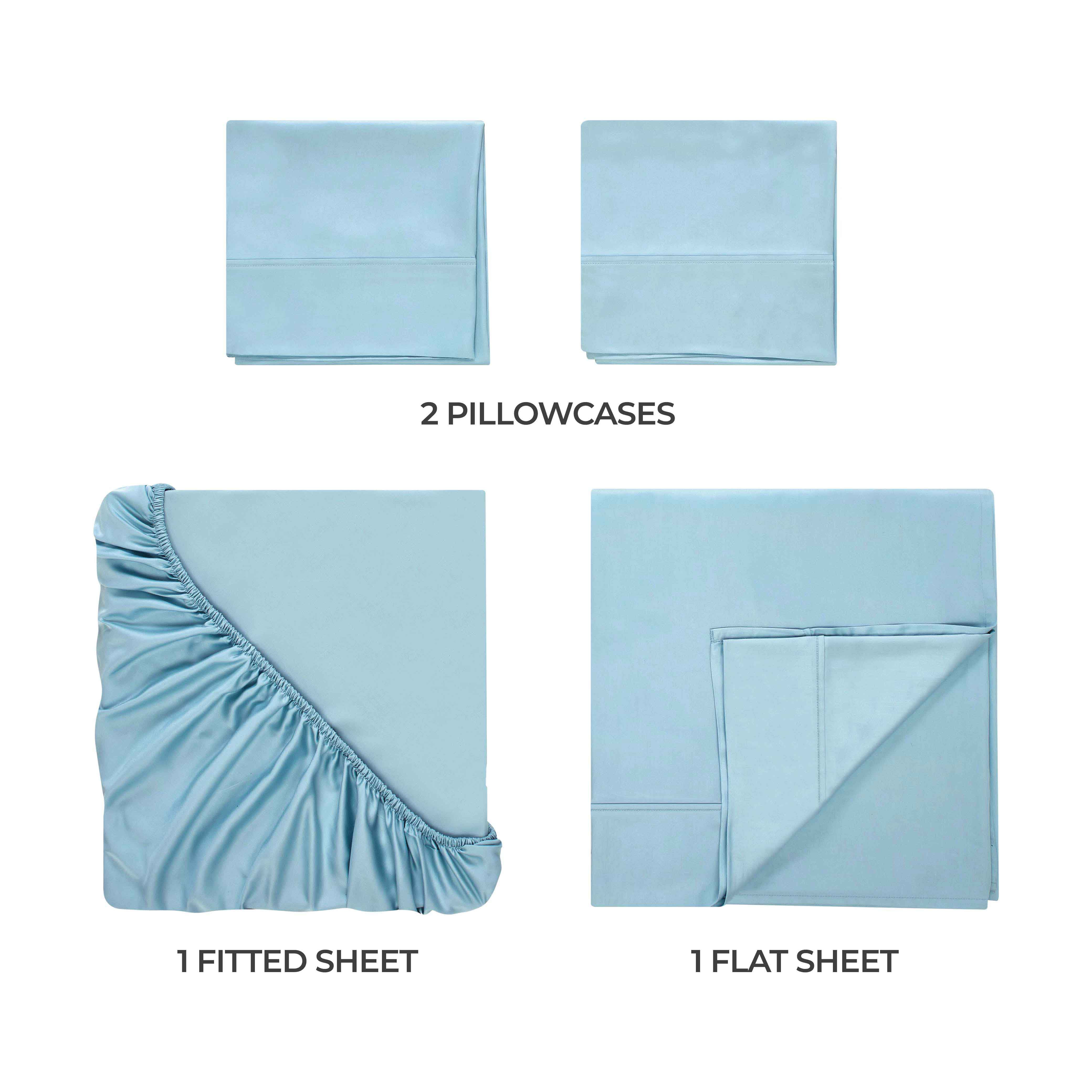 Superior Egyptian Cotton 300 Thread Count Deep Pocket Sheet Set, Full, Light Blue