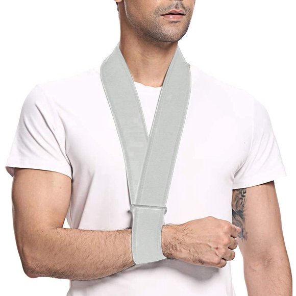 supregear Arm Sling, Lightweight Neck Support Collar Immobilizer Simple Arm Sling Breathable Shoulder Support for Men Women (Grey, Standard)