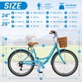 MOONCOOL Beach Cruiser Bike for Adult, 24 inch 7 Speed Commute Bike