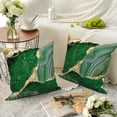 thumbnail image 2 of Green and Gold Marble Throw Pillow Covers 18x18 Set of 2,Modern Abstract Decorative Pillowcases for Sofa Couch Living Room, 2 of 6