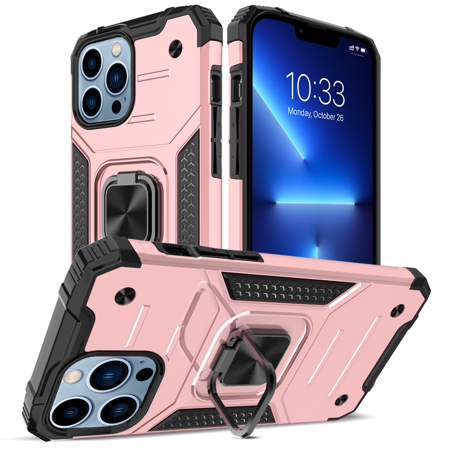 Ring Design Rose Gold Necessary for New Mobile Phones Applicable to iPhone12mini Mobile Phone case Military-Grade Drop Protection Suitable for Magnetic car Mount 