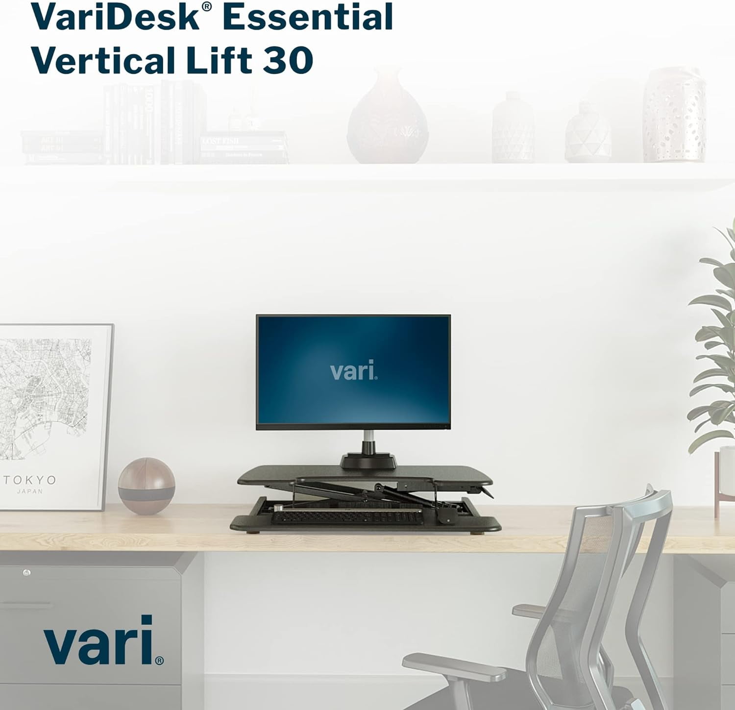 Vari 30" VariDesk Essential Vertical Lift Two-Tier Height Adjustable ...