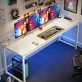 thumbnail image 4 of Computer Desk, 70 Inch Office Desk, Gaming Desk with Storage, Writing Desk Work Desk for Home Office, Study, Long Simple Desk, Large Legroom, Metal Frame, White, 4 of 17
