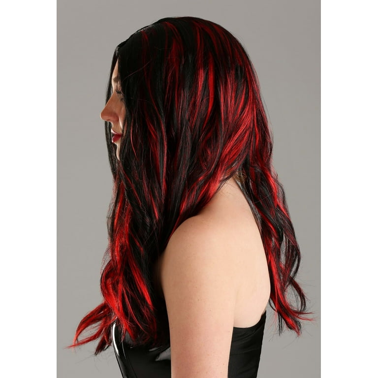 Women s Black and Red Vampire Wig Walmart