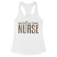 thumbnail image 1 of Operating Room Nurse Leopard Print Tank Top Fitted Racerback Women's X-Small White, 1 of 5