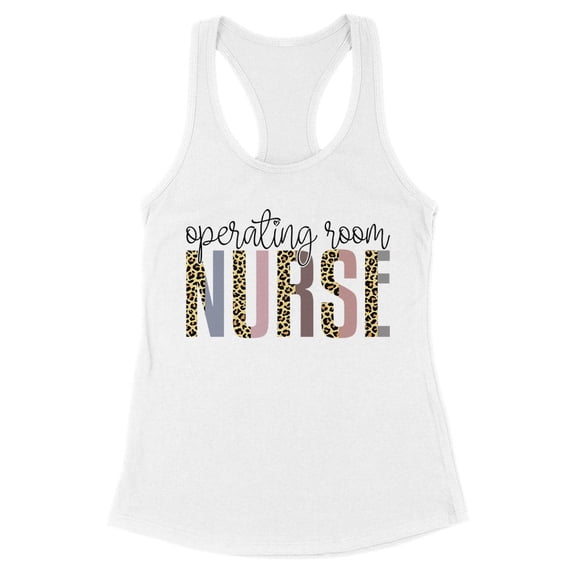 Operating Room Nurse Leopard Print Tank Top Fitted Racerback Women's Large White