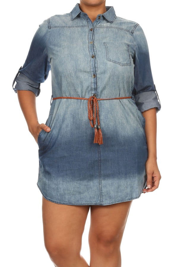 plus size denim dress walmart