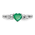 thumbnail image 4 of Solid 10k White Gold Genuine Emerald Green May Gemstone Birthstone Engagement Ring Size 7.5, 4 of 6