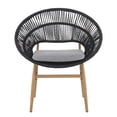 thumbnail image 4 of Jopath Set of 2 Papasan Style Dining Chair, Outdoor Wicker Chair with Teak Finished Leg and Dark Gray Faux Rattan for Patio Balcony Garden Living Room Kithen, 4 of 9