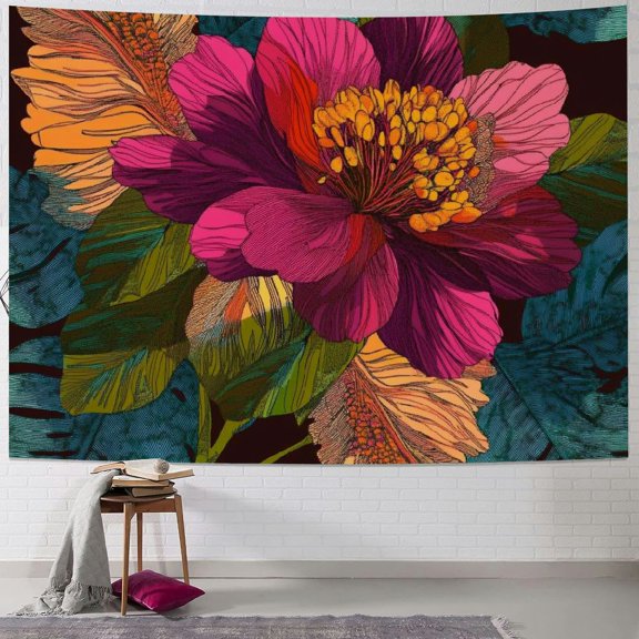 Patifu Flowers Leaves Tapestry Wall Hanging Unique Style Graphic Tapestries Home Wall Decor Art for Living Room Bedroom Apartment Farmhouse Dorm 40x30inch