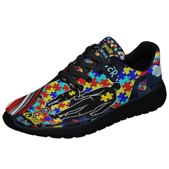 You'll Never Walk Alone Autism Awareness Shoes Sneakers Black Size 3.5