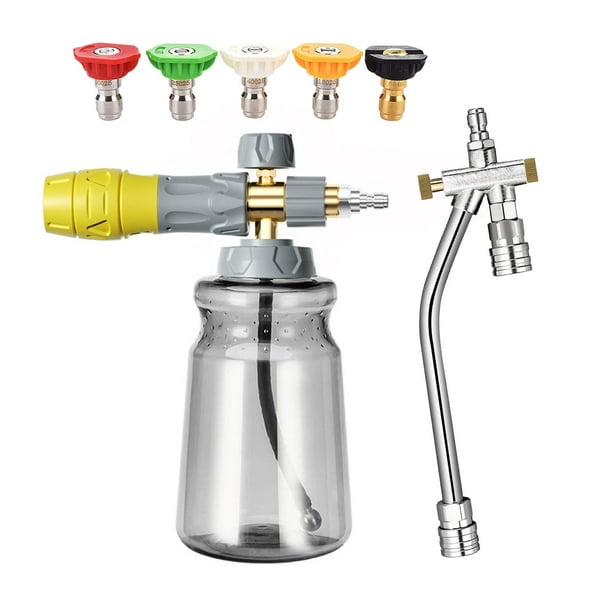Rociador de espuma para lavadora a presión, conector rápido de 1/4 ", pistola de espuma Manual para garaje Con 5 boquillas