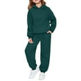 thumbnail image 2 of Hpapadks Girls Outfits Kids Long Sleeve Solid Hooded Hoodie Jogger Pant Soft Comfy Athletic Loungewear Sweatsuit Girls' Clothing Sets, 2 of 3