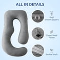 thumbnail image 3 of Cooling Pregnancy Pillow Cover, 57-inch U Shaped Case, Fits 55 to 57 Inch Maternity Pillow, Grey (No Insert), 3 of 4