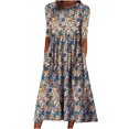 thumbnail image 1 of CHOK Robes de Cocktail pour Femmes 2024 Robe T-Shirt à Manches Courtes Décontractée en Coton Lin Longues Robes Col Rond Été Plage Robes d'Été avec Poches Vestidos Casuales pour Femme, 1 of 7