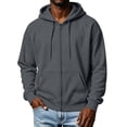 thumbnail image 2 of Delconic Womens Fleece Lined Zip Up Hoodie Long Sleeve Drawstring Hooded Sweatshirt Loose Fit Casual Jacket Outerwear Dark Gray L, 2 of 5