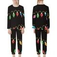 thumbnail image 3 of Renewold Christmas Family Pajamas Matching Sets,Colorful Lights Sleepwear for Kids Teen Size 7-8 Y Soft Sleepwear Nightwear Thermal Lounge Wear PJ,Set of 2, 3 of 5