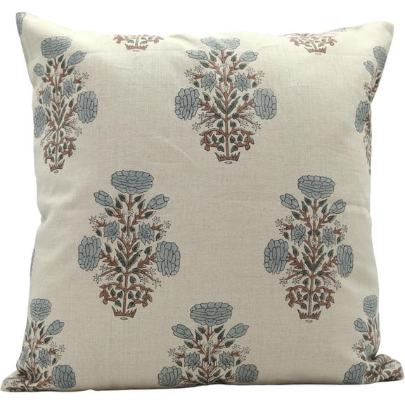 Fabdivine Handmade Pure Linen Pillow Covers with Block Print, 12X20, Throw Pillowcase Cushion Cover with Zipper for Sofa, Couch, Home Décor, Outdoor, Farmhouse, Living Room, Swadesh