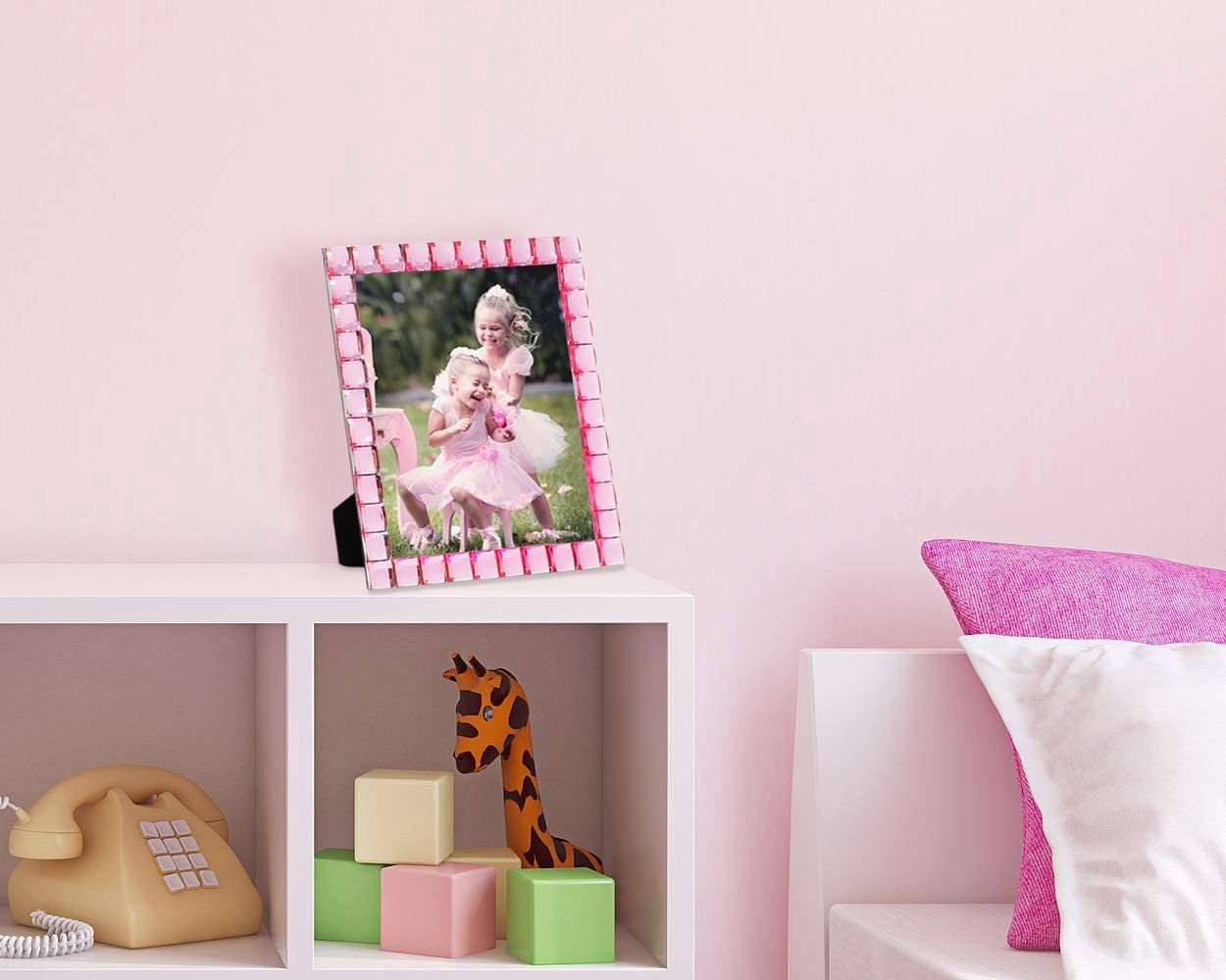 Isaac Jacobs Decorative Sparkling Jewel Picture Frame, Photo Display & Home Dcor 8x10, Light Pink