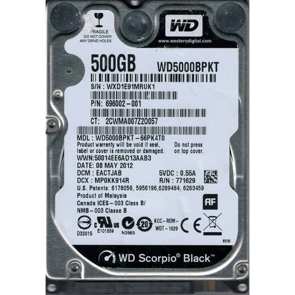 WD5000BPKT-66PK4T0 DCM: EACTJAB WXD1E Western Digital 500GB