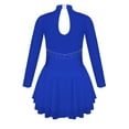 thumbnail image 4 of iEFiEL Girls Long Sleeve Dance Skirted Leotard Figure Ice Skating Gymnastics Leotard Dress Ballerina Dancewear Royal Blue 8, 4 of 7