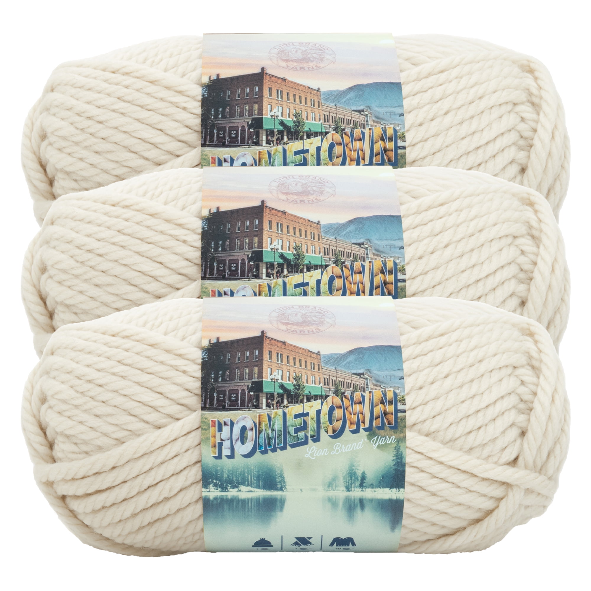 Lion Brand Yarn Hometown Houston Cream Basic Super Bulky Acrylic Off