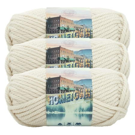 Lion Brand Yarn Hometown Houston Cream Basic Super Bulky Acrylic Off-White Yarn 3 Pack