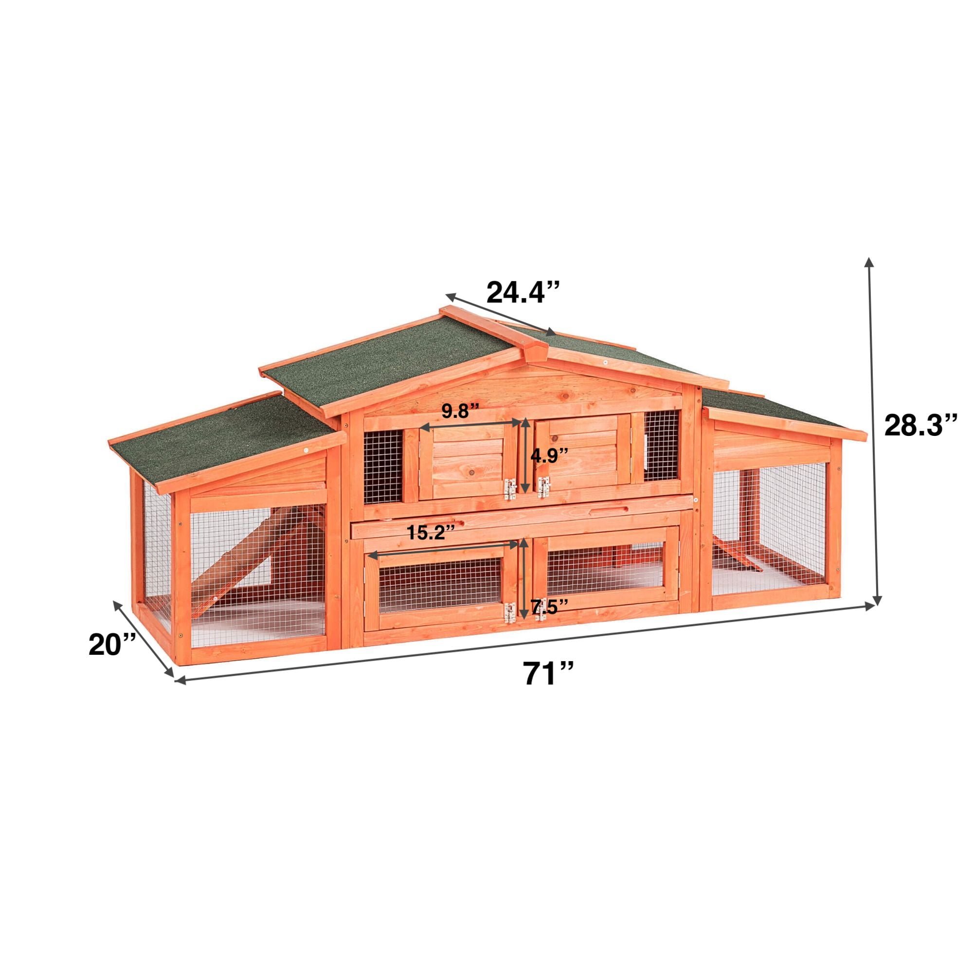 Kadyn 71' Chicken Coop Large for Animals, Wooden Outdoor Bunny Rabbit Hutch Hen Cage with Ventilation Door and 2 Run Play Area, Natural Kadyn 71' Chicken Coop Large for Animals, Wooden Outdoor Bunny Rabbit Hutch Hen Cage with Ventilation Door and 2 Run Play Area, Natural