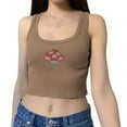 thumbnail image 1 of Women Rhinestone Camisole Y2K Mushroom Pattern Crop Tank, 1 of 9