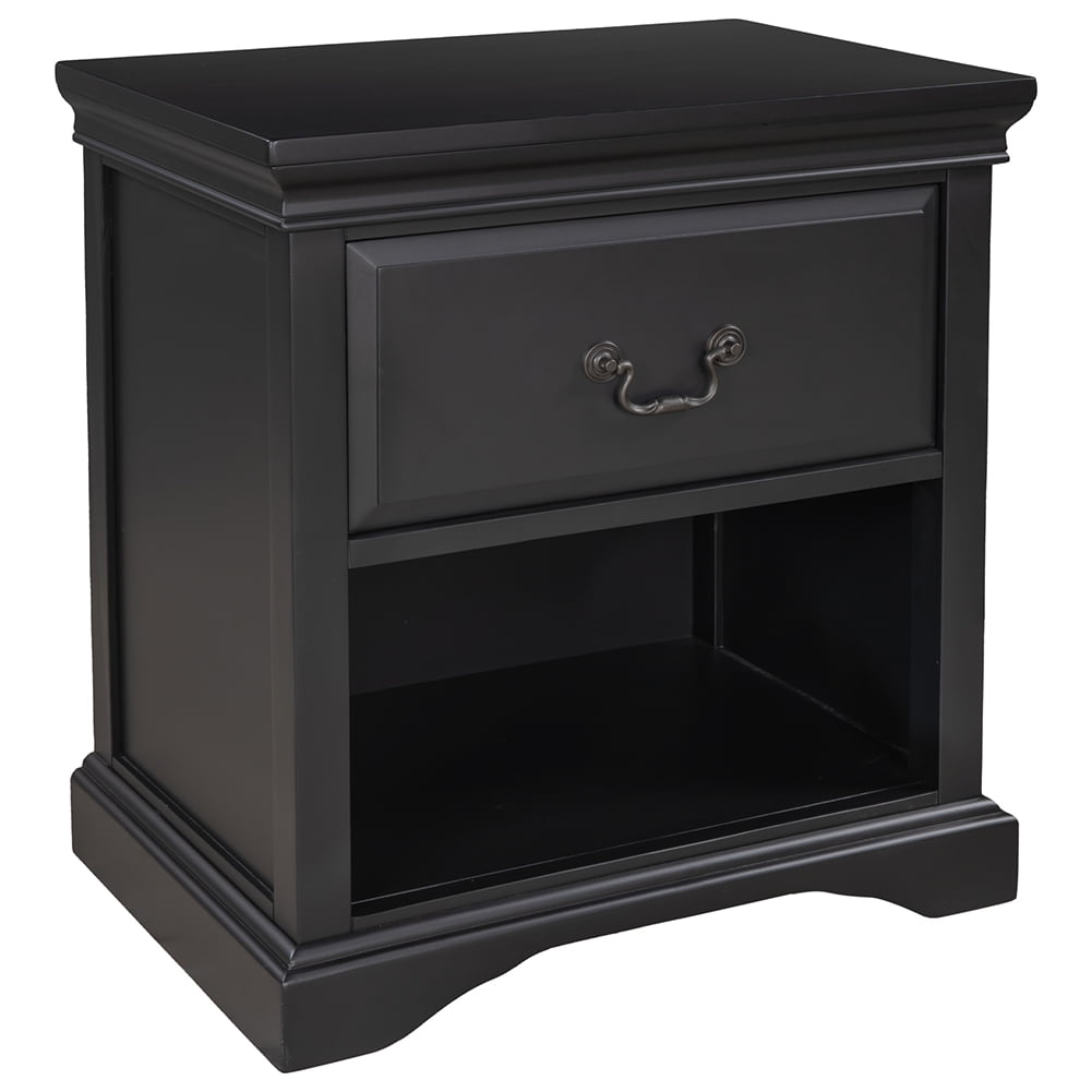 Lowestbest Modern Solid Wood Bedside Table, Living Room Side Table Coffee Table with 1 Drawer, Black Lowestbest Modern Solid Wood Bedside Table, Living Room Side Table Coffee Table with 1 Drawer, Black