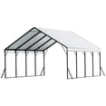 thumbnail image 3 of VEVOR Heavy Duty Metal Carport, 20 x 20 ft Outdoor Carport with Sturdy Frame & Roof, Car Garage Shade with Removable Sidewalls, Multi-Use Car Shelter for Pickup, Boat, Trucks & Tractors, 3 of 9