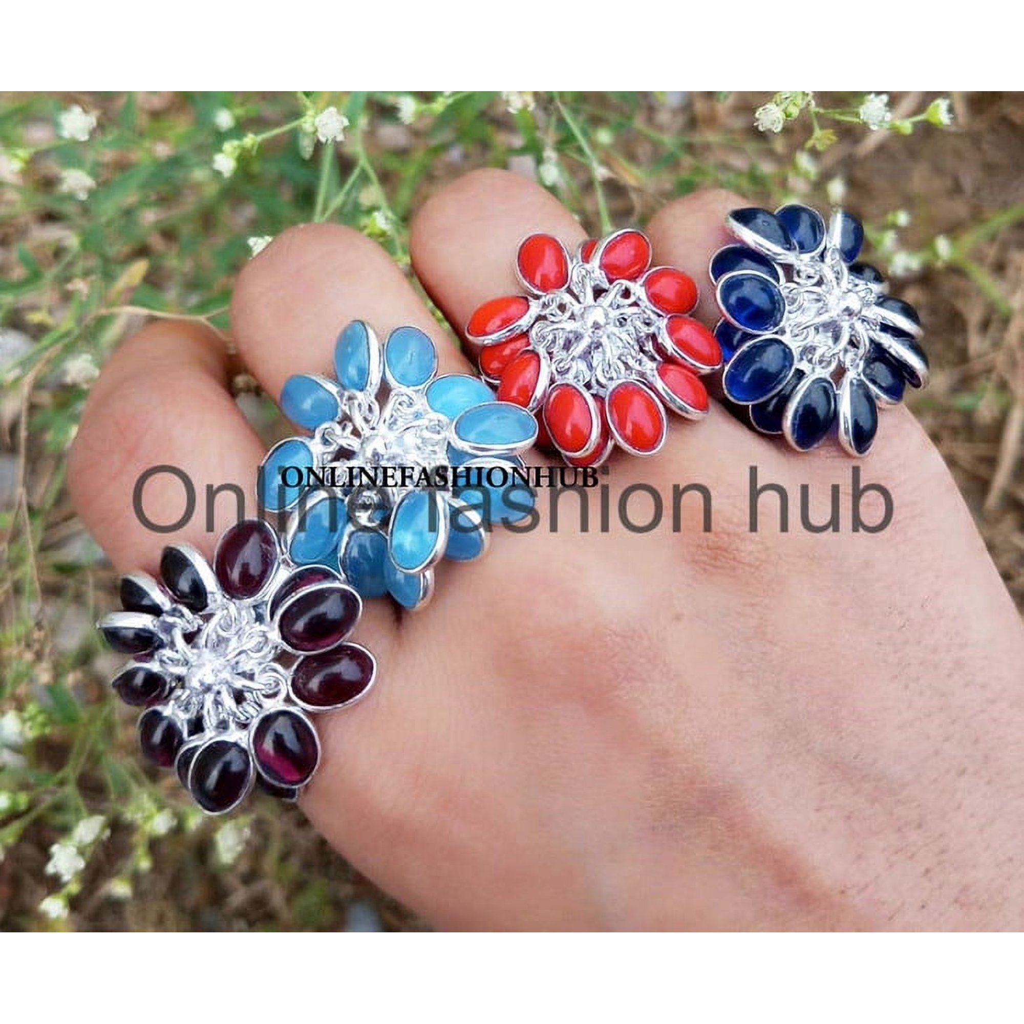 Amethyst & Mix Gemstone 925 Sterling Silver Plated Handmade Ring 100 pcs