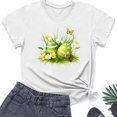 thumbnail image 4 of Cavosen Happy Easter Cute Short Sleeve Tops for Women Summer Plus Size Eggs Print Pullover Shirts Round Neck Festival Blouse Vacation Holiday Tee Shirts Loose Dressy T Shirts 3XL, 4 of 4