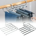 thumbnail image 2 of Trouser Hanger Space Saving 5 In 1 Non-Slip Multifunctional Pants Rack Stainless Steel Pants Hangers Multiple Layers Clothes Hanger Closet Wardrobe Clothes Organizer Rack for Scarf Ties J, 2 of 10