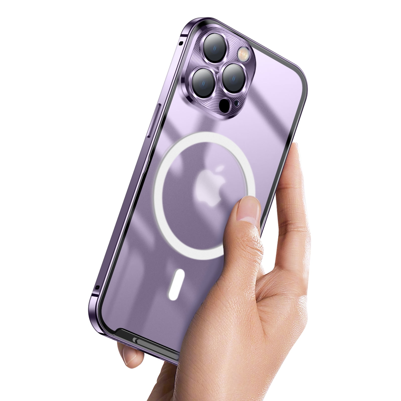 TECH CIRCLE Magnetic Case for iPhone 14 Plus 6.7 inch,Luxury Metal Clear Glossy Camera Lens Protective Magsafe Heave Duty Shockproof Hybrid Rugged Slim Fit Back Cover.For iPhone 14 Plus,Blue