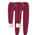thumbnail image 2 of CFLVAEK 2 PC Fleece Lined Sweatpants for Women Plus Size Warm Fall Winter Sweatpant Casual Drawstring Waisted Baggy Lounge Pants with Pockets Red L, 2 of 6