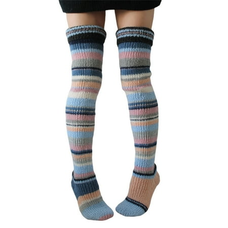 

Pinkdeer Women s Knitted Stockings Stripes Breathable Stockings Over Knee-high Socks Long Stockings Casual Autumn Winter Stockings