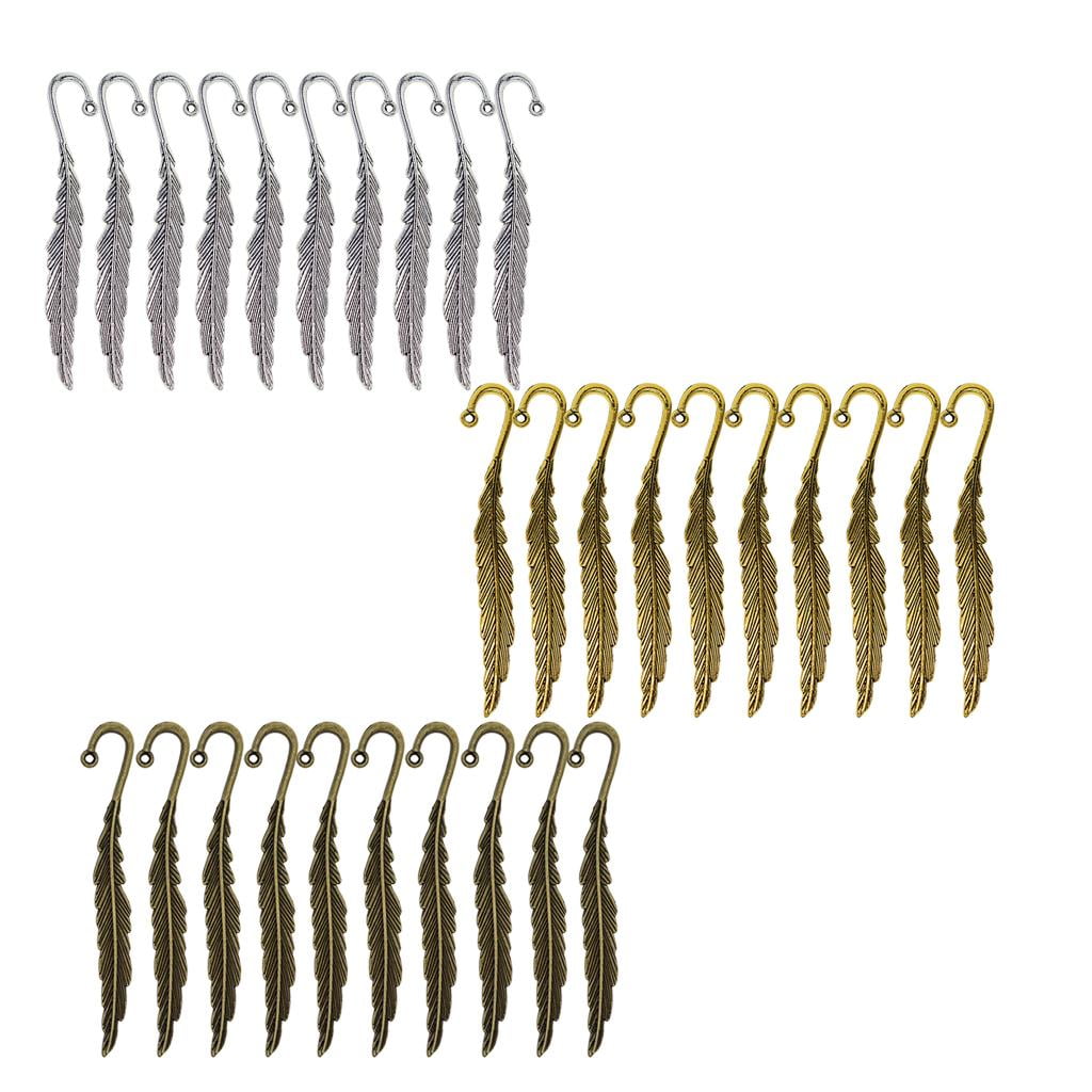 GUOOL 48Pcs Assorted Metal Bookmarks Label Stationery Beading Hook Feather Book Marker