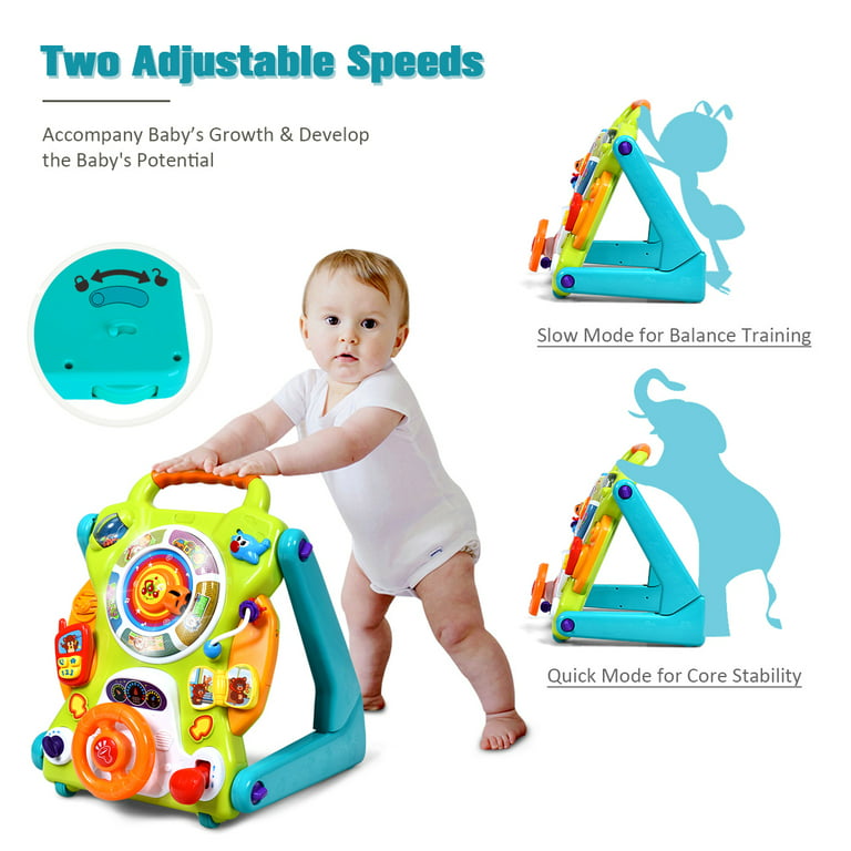 Eliantte Foldable Baby Walker, Sit to Stand Activity Center with