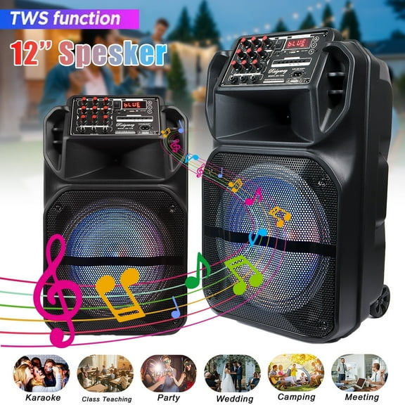 Lohoms 5000W Peak Power Wireless Party Speaker with 12" Subwoofer, Deep Bass, LED Lights, FM Radio, TF/MP3, Portable Indoor/Outdoor Speaker